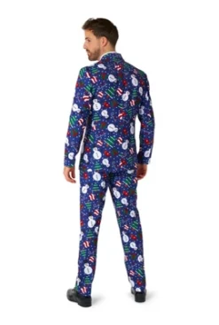 Suitmeister Men's Christmas Suit - Christmas Snowman Blue