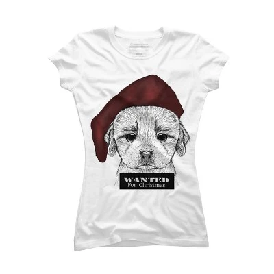 Junior's Design By Humans Christmas Dog By Msmart T-Shirt - Image 3