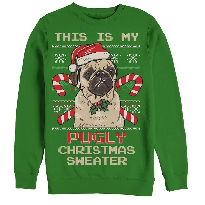 Men's Lost Gods Ugly Christmas Pug & Candy Canes Sweatshirt - Image 2