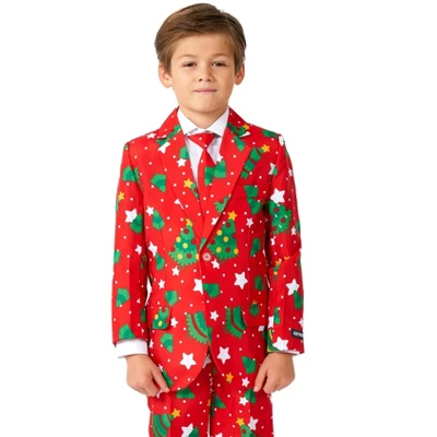 Suitmeister Boys Christmas Suit - Christmas Trees Stars Red - Image 2