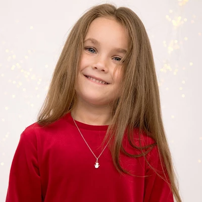 Girls' Christmas Snowman Sterling Silver Necklace - In Season Jewelry