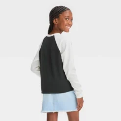 Girls' The Nightmare Before Christmas Raglan Pullover Sweatshirt - Black