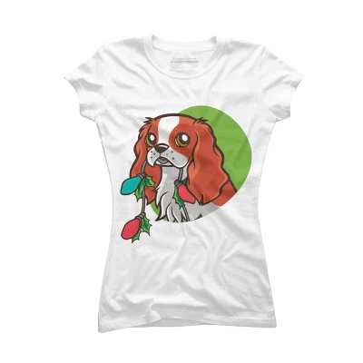 Junior's Design By Humans Super Cute Dog Paws Print Christmas Tree T-Shirt By Rasok T-Shirt - Image 4