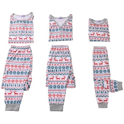 Cheibear Christmas Sleepwear Long Sleeve Tee With Pants Loungewear Family Pajama Sets - Image 2