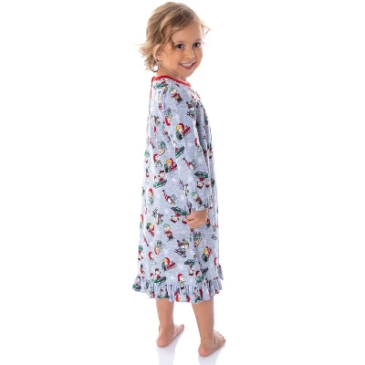 Peanuts Toddler Girls' Snoopy Holiday Christmas Soft Woven Pajama Nightgown - Image 3