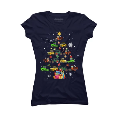 Junior's Design By Humans Christmas Tractor Tree Gift Farmer Shirts Funny Tractor Xmas By VitMon T-Shirt - Image 5