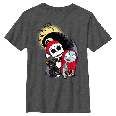 Boy's The Nightmare Before Christmas Jack And Sally Christmas Portrait T-Shirt - Image 4