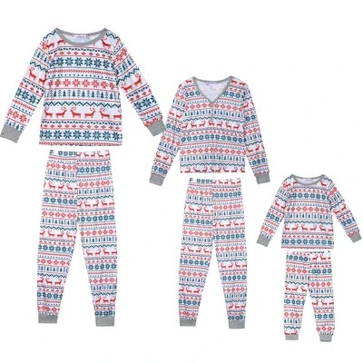 Cheibear Christmas Sleepwear Long Sleeve Tee With Pants Loungewear Family Pajama Sets - Image 11