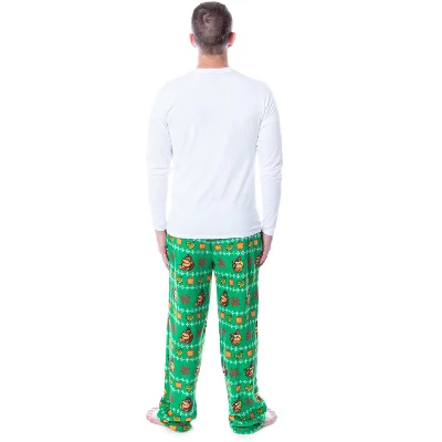 Nintendo Men's Donkey Kong And Diddy Kong Christmas Fair Isle Plush Pajama Pants - Image 2