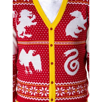 Harry Potter Men's Hogwarts Houses Ugly Christmas Sweater Cardigan - Image 3
