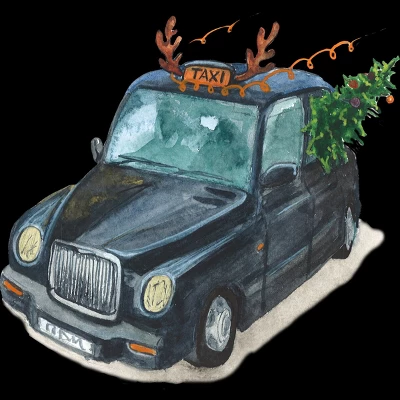 Women's Design By Humans Christmas Cab By ValerieShephard Racerback Tank Top