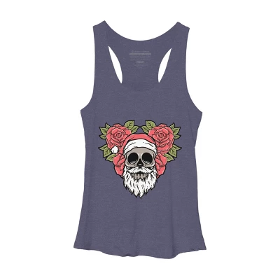 Women's Design By Humans Christmas With Flowers Illustration By Rukurustudio Racerback Tank Top - Image 4
