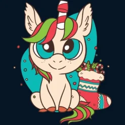 Men's Design By Humans Christmas Candy Cane Unicorn With Stocking By Rasok Tank Top