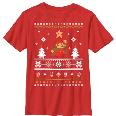 Boy's Nintendo Ugly Christmas Mario T-Shirt - Image 2