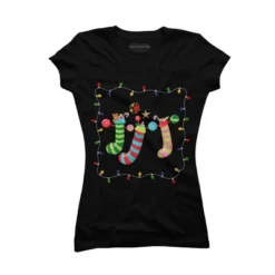 Junior's Design By Humans Christmas Stocking With Christmas Lights By Realdealclipart T-Shirt -Opposuits Store GUEST f29bc7de 4eed 47cc 884d cf49a939f08b