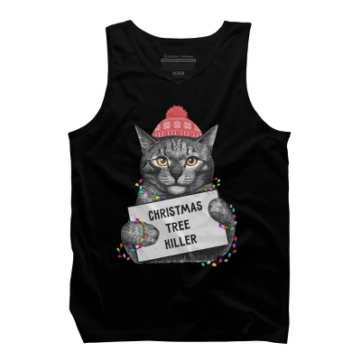 Men's Design By Humans Christmas Tree Killer By Kodamorkovkart Tank Top - Image 4