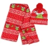 Dr. Seuss The Grinch Who Stole Christmas Knit Scarf & Pom Beanie Set Red