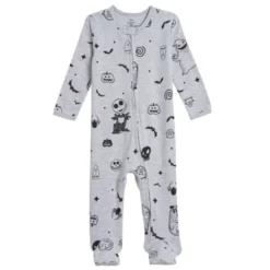 Disney Nightmare Before Christmas Jack Skellington Baby 2 Pack Zip Up Sleep N' Play Coveralls Newborn To Infant