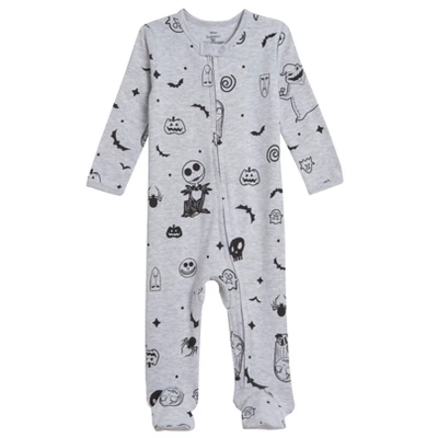 Disney Nightmare Before Christmas Jack Skellington Baby 2 Pack Zip Up Sleep N' Play Coveralls Newborn To Infant