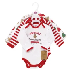Touched By Nature Unisex Baby Organic Cotton Long-Sleeve Bodysuits, Christmas Cookies