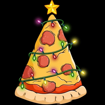 Junior's Design By Humans Pizza Christmas Tree By Leroystubbles T-Shirt