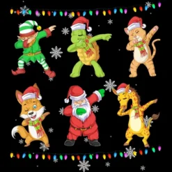 Men's Design By Humans Christmas Dabbing Cartoon Animals By Shirtpublic Tank Top
