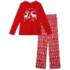 Cheibear Christmas Deer Loungewear Long Sleeves Tee And Deer Pants Family Pajama Sets