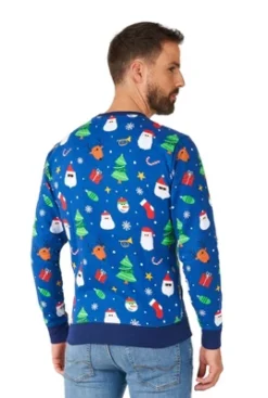 OppoSuits Men's Christmas Sweater - Festivity Blue