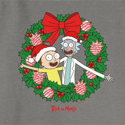 Junior's Rick And Morty Christmas Wreath Sweatshirt