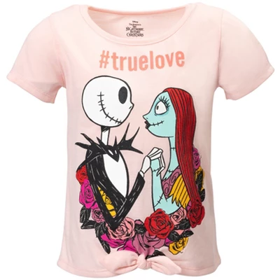 Disney Nightmare Before Christmas Knotted Graphic T-Shirt French Terry Shorts Set Black / Pink