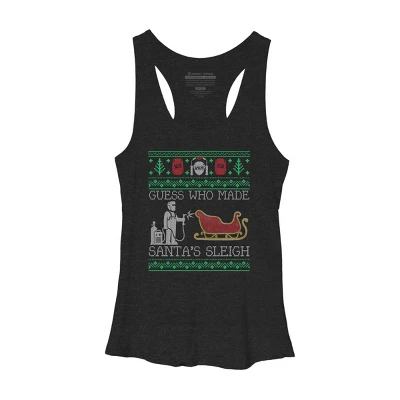 Women's Design By Humans Christmas Welder Welding Xmas Funny Welder Ugly Christmas Sweate By Pahari Racerback Tank Top - Image 3