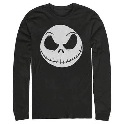 Men's The Nightmare Before Christmas Halloween Jack Skellington Big Face Long Sleeve Shirt - Image 3