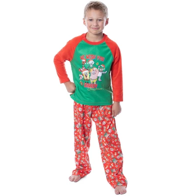 Nickelodeon Boys' SpongeBob SquarePants A Krabby Christmas Pajama Set Red - Image 4